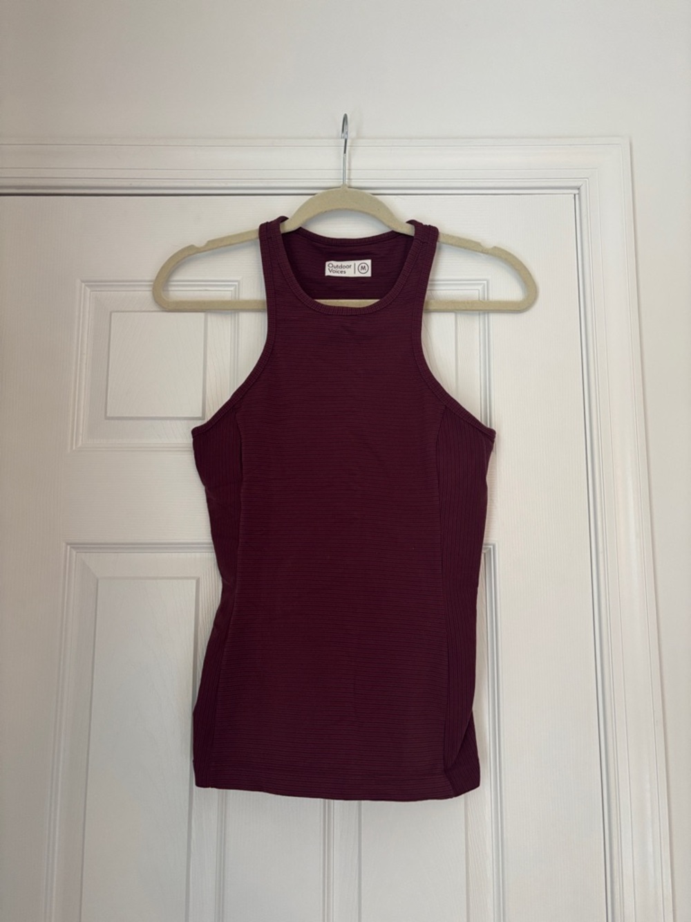 Outdoor Voices Ribbed Tank Top in Burgundy